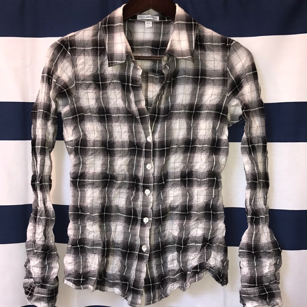 Women's James Peres Plaid Button- Up Shirt Size 1